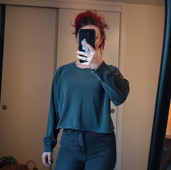 Double Zero Grey Cropped Sweatshirt - Picture 2 of 7